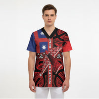 Aotearoa Iwi Ngapuhi Scrub Top Tuhoronuku Kite United Tribes Flag Maori Pattern LT22 - Polynesian Pride