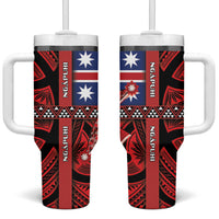 Aotearoa Iwi Ngapuhi Tumbler With Handle Tuhoronuku Kite United Tribes Flag Maori Pattern LT22 One Size: 40 oz Red - Polynesian Pride