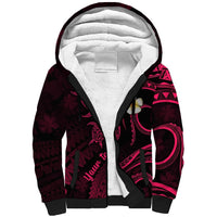 Personalised Niihau Hawaii Sherpa Hoodie Polynesian Tattoo and Pacific Plumeria Pink Vibe LT9 Unisex Pink - Polynesian Pride