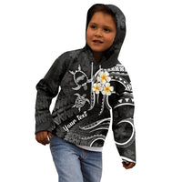 Personalised Niihau Hawaii Kid Hoodie Polynesian Tattoo and Pacific Plumeria White Vibe LT9 - Polynesian Pride
