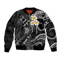 Personalised Niihau Hawaii Sleeve Zip Bomber Jacket Polynesian Tattoo and Pacific Plumeria White Vibe LT9 Unisex White - Polynesian Pride