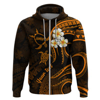 Custom Molokai Hawaii Hoodie Polynesian Tattoo and Pacific Plumeria Gold Vibe LT9 Zip Hoodie Gold - Polynesian Pride