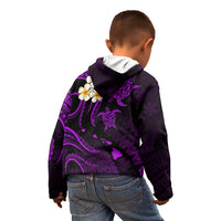 Personalised Molokai Hawaii Kid Hoodie Polynesian Tattoo and Pacific Plumeria Purple Vibe LT9 - Polynesian Pride