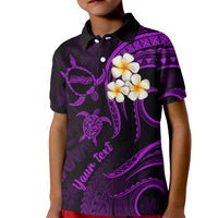 Personalised Molokai Hawaii Kid Polo Shirt Polynesian Tattoo and Pacific Plumeria Purple Vibe LT9 Kid Purple - Polynesian Pride