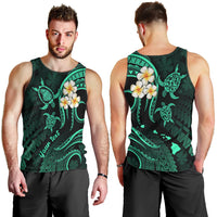 Personalised Lanai Hawaii Men Tank Top Polynesian Tattoo and Pacific Plumeria Turquoise Vibe LT9 - Polynesian Pride