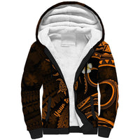 Personalised Kauai Hawaii Sherpa Hoodie Polynesian Tattoo and Pacific Plumeria Gold Vibe LT9 Unisex Gold - Polynesian Pride