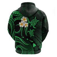 Custom Kauai Hawaii Hoodie Polynesian Tattoo and Pacific Plumeria Green Vibe LT9 - Polynesian Pride