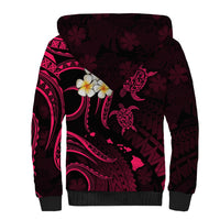 Personalised Kauai Hawaii Sherpa Hoodie Polynesian Tattoo and Pacific Plumeria Pink Vibe LT9 - Polynesian Pride