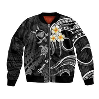 Personalised Kauai Hawaii Bomber Jacket Polynesian Tattoo and Pacific Plumeria White Vibe LT9 Unisex White - Polynesian Pride