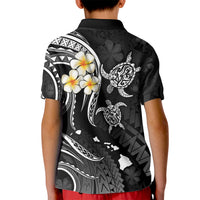Personalised Kauai Hawaii Kid Polo Shirt Polynesian Tattoo and Pacific Plumeria White Vibe LT9 - Polynesian Pride