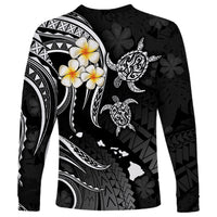 Personalised Kahoolawe Hawaii Long Sleeve Shirt Polynesian Tattoo and Pacific Plumeria White Vibe LT9 - Polynesian Pride