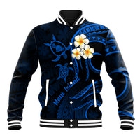 Hawaii Baseball Jacket Maui Islands Pacific Plumeria Blue Vibe LT9 Unisex Blue - Polynesian Pride