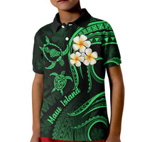 Hawaii Kid Polo Shirt Maui Islands Pacific Plumeria Green Vibe LT9 Kid Green - Polynesian Pride