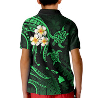 Hawaii Kid Polo Shirt Maui Islands Pacific Plumeria Green Vibe LT9 - Polynesian Pride