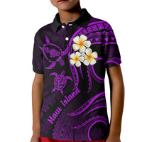 Hawaii Kid Polo Shirt Maui Islands Pacific Plumeria Purple Vibe LT9 Kid Purple - Polynesian Pride