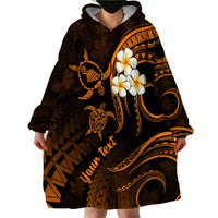 Personalised Maui Hawaii Wearable Blanket Hoodie Polynesian Tattoo and Pacific Plumeria Gold Vibe LT9 - Polynesian Pride