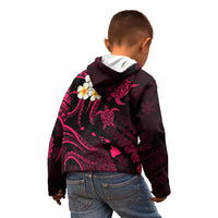 Personalised Maui Hawaii Kid Hoodie Polynesian Tattoo and Pacific Plumeria Pink Vibe LT9 - Polynesian Pride