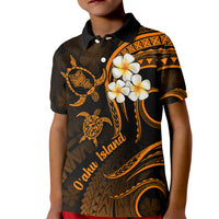 Hawaii Kid Polo Shirt Oahu Islands Pacific Plumeria Gold Vibe LT9 Kid Gold - Polynesian Pride