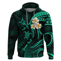 Custom Oahu Hawaii Hoodie Polynesian Tattoo and Pacific Plumeria Turquoise Vibe LT9 Pullover Hoodie Turquoise - Polynesian Pride