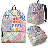 Maori Kowhaiwhai Taniko Patchwork Rainbow Motifs Backpack