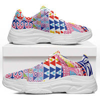 Maori Kowhaiwhai Taniko Patchwork Rainbow Motifs Chunky Sneakers