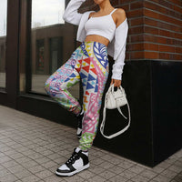 Maori Kowhaiwhai Taniko Patchwork Rainbow Motifs Jogger Pants