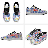 Maori Kowhaiwhai Taniko Patchwork Rainbow Motifs Low Sneakers