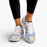 Maori Kowhaiwhai Taniko Patchwork Rainbow Motifs Low Sneakers