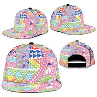 Maori Kowhaiwhai Taniko Patchwork Rainbow Motifs Snapback Cap