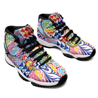 Maori Kowhaiwhai Taniko Patchwork Rainbow Motifs Sneakers J11