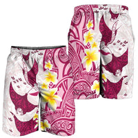 Maori Manta Ray Plumeria Royal Pink Shorts for Men - Polynesian Pride
