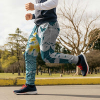 Maori Manta Ray Plumeria Teal Jogger Pants LT01 - Polynesian Pride