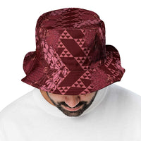 Maroon Aloha Hawaii Bucket Hat Hawaiian Kakau Ohia Lehua Lei - Polynesian Pride