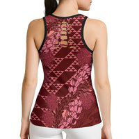 Maroon Aloha Hawaii Hollow Tank Top Hawaiian Kakau Ohia Lehua Lei - Polynesian Pride