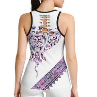 Mawhero Paua Shell Kowhaiwhai Taniko Personalised Hollow Tank Top Manta Ray Shark-Turtle Maori Tribal Style