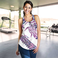 Mawhero Paua Shell Kowhaiwhai Taniko Personalised Women Racerback Tank Turtle Tattoo Maori Tribal Style