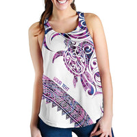 Mawhero Paua Shell Kowhaiwhai Taniko Personalised Women Racerback Tank Turtle Tattoo Maori Tribal Style