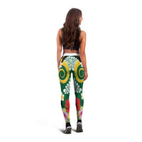 Melanesian Vanuatu Tribal Boar Tusk Leggings Tropical Plants and Namele Motifs - Polynesian Pride