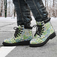 Mele Kalikimaka Hawaii Christmas All Season Boots Omaomao Seamless Floral Motif - Polynesian Pride