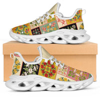 Mele Kalikimaka Hawaii Christmas Clunky Sneakers Melemele Mama Seamless Floral Motif - Polynesian Pride