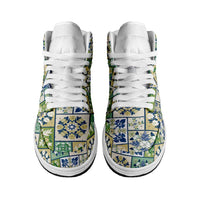 Mele Kalikimaka Hawaii Christmas High Sneakers AJ1 Omaomao Seamless Floral Motif LT9