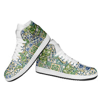Mele Kalikimaka Hawaii Christmas High Sneakers AJ1 Omaomao Seamless Floral Motif - Polynesian Pride