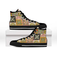 Mele Kalikimaka Hawaii Christmas High Top Shoes Melemele Mama Seamless Floral Motif - Polynesian Pride