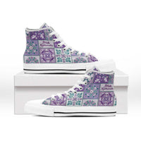 Mele Kalikimaka Hawaii Christmas High Top Shoes Poni Seamless Floral Motif - Polynesian Pride