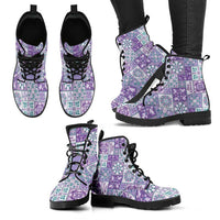 Mele Kalikimaka Hawaii Christmas Leather Boots Poni Seamless Floral Motif - Polynesian Pride