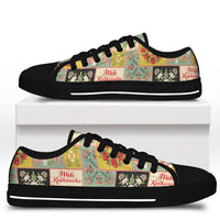 Mele Kalikimaka Hawaii Christmas Low Top Shoes Melemele Mama Seamless Floral Motif - Polynesian Pride