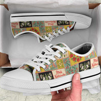 Mele Kalikimaka Hawaii Christmas Low Top Shoes Melemele Mama Seamless Floral Motif - Polynesian Pride