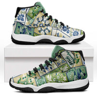 Mele Kalikimaka Hawaii Christmas Sneakers J11 Omaomao Seamless Floral Motif - Polynesian Pride