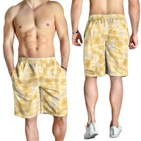 Melemele Aloha Hawaii Shorts for Men Plumeria Lei With Palaka Motif - Polynesian Pride
