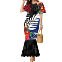 New Zealand And Samoa Rugby Mermaid Dress Mix Tribal Style LT7 Women Black Blue - Polynesian Pride